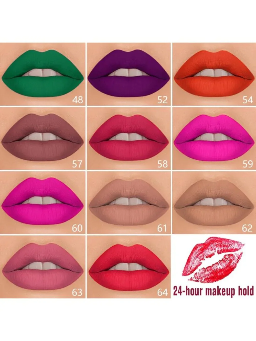 52#-Purple 2-in-1 Waterproof Long Lasting Double-Ended Matte Liquid Lipstick
